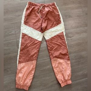 Champion Women Joggers - Pink and Cream Colorblock Size M